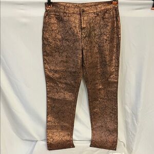 DG2 by Diane Gilman Metallic Copper Straight Leg Pants
